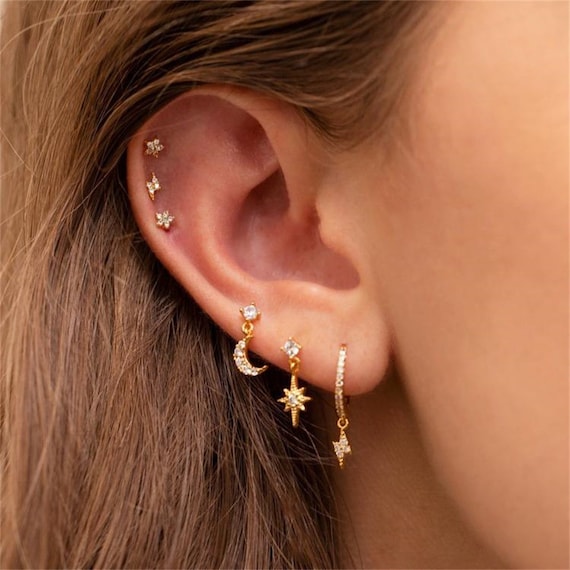 PIERCING EARRING, GOLD Earring Set, Multiple Piercing Earrings