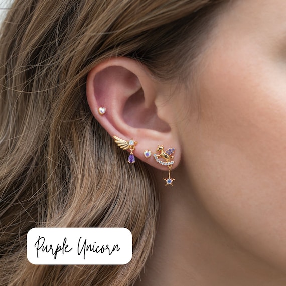 PIERCING EARRING, GOLD Earring Set, Minimalist Piercing Earrings, Design  Earrings, Gift for Her, Wedding Earring, Helix Earrings, 