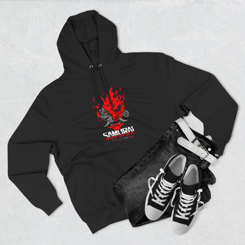 Cyberpunk 2077 Samurai Reunion Tour Pullover Hoodie | Men's Vintage Gaming Sweatshirt | Rock Band Streetwear Shirt | Gift For Him image 8