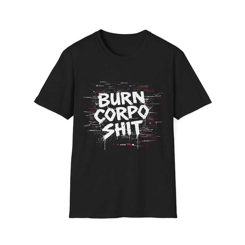 Cyberpunk 2077 Brennen Corpo Shit T-Shirt | Dystopian Gamer Tee | Rebel Punk Streetwear Hemd | Geschenk für Ihn Bild 2
