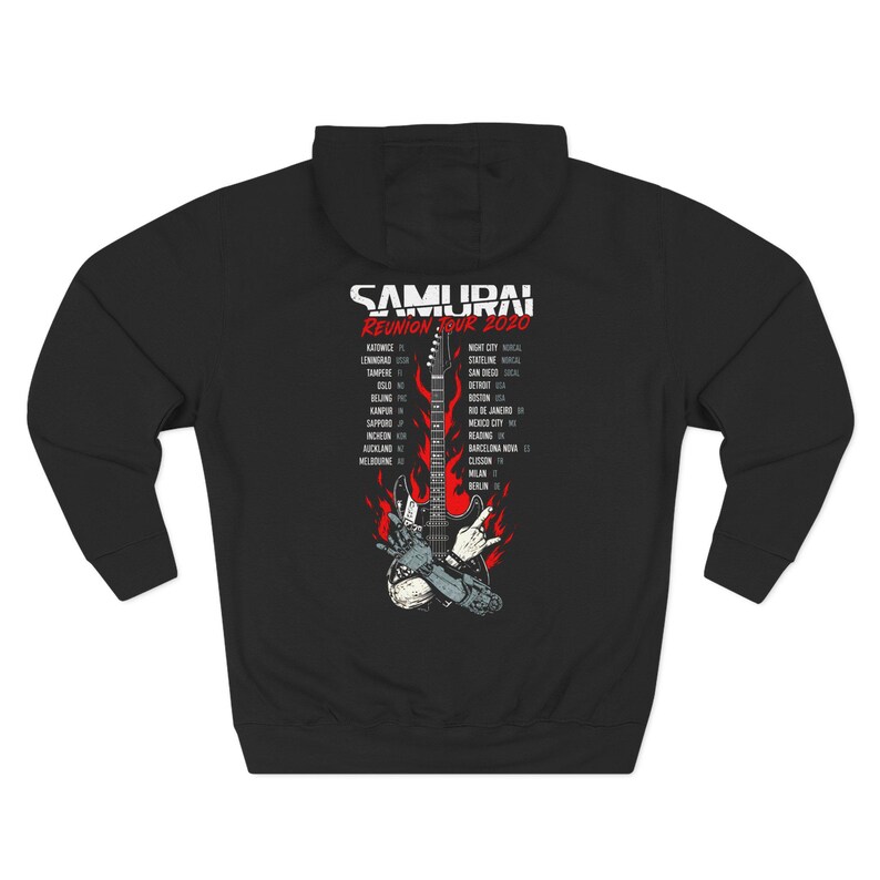 Cyberpunk 2077 Samurai Reunion Tour Pullover Hoodie | Men's Vintage Gaming Sweatshirt | Rock Band Streetwear Shirt | Gift For Him image 7