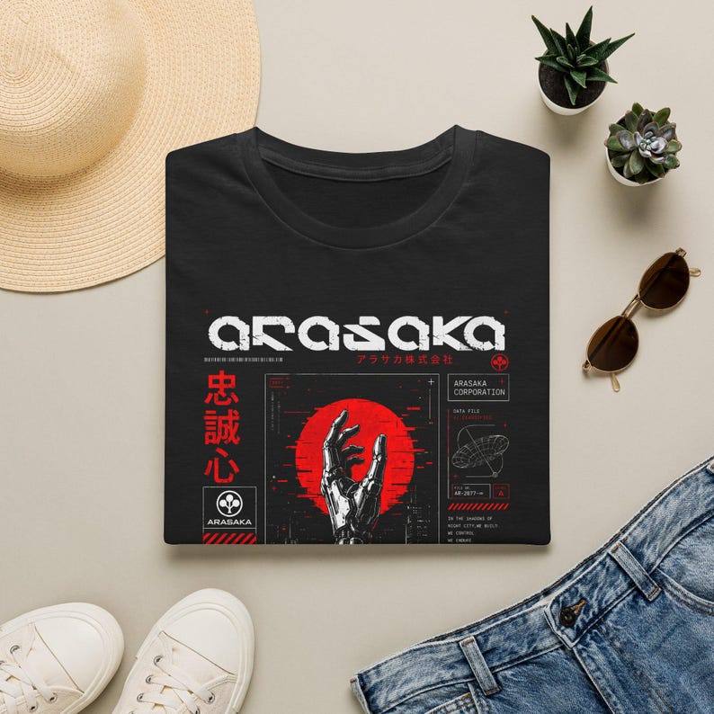 Cyberpunk 2077 Arasaka Futuristic T-Shirt | Dystopian Techwear Graphic Tee | Sci-Fi Gaming Shirt | Gift For Him image 5
