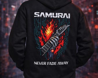 Cyberpunk 2077 Samurai Never Fade Away Hoodie | Men's Streetwear Style Sweatshirt | Gamer Fleece Hoodie | Gift For Him