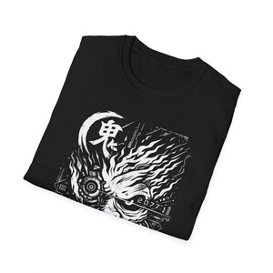 Cyberpunk 2077 Samurai Oni T-Shirt | Men's Streetwear Cosplay Gaming Tee | Monochrome Graphic Shirt | Gift for Him image 7