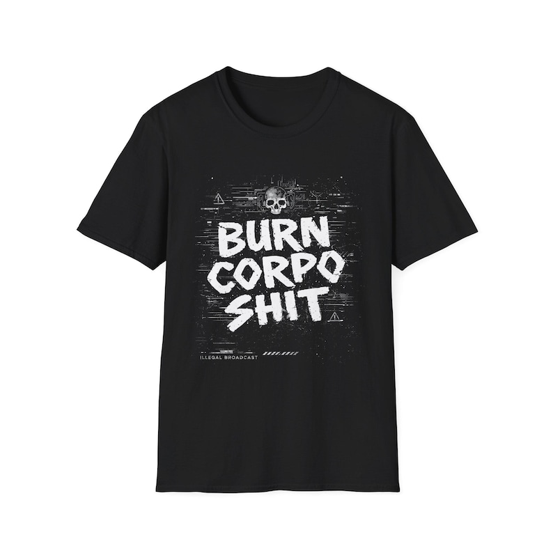 Camiseta unisex Cyberpunk 2077 Burn Corpo Shit / Camiseta de estilo urbano rebelde punk / Camiseta de jugador futurista distópica / Regalo para él imagen 3