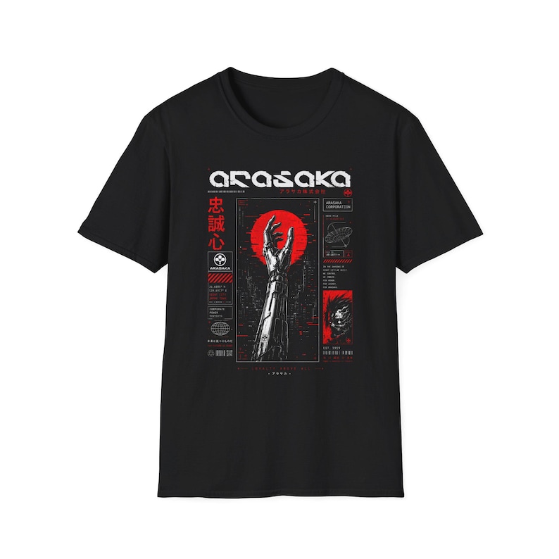 Cyberpunk 2077 Arasaka Futuristic T-Shirt | Dystopian Techwear Graphic Tee | Sci-Fi Gaming Shirt | Gift For Him image 4