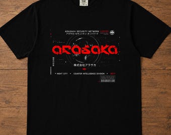 Cyberpunk 2077 Arasaka Corporation Graphic T-Shirt | Night City Gaming Shirt | Sci-Fi Futuristic Dystopian Tee | Gift For Him