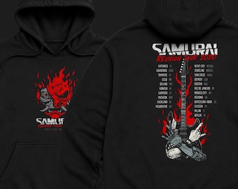 Cyberpunk 2077 Samurai Reunion Tour Pullover Hoodie | Men's Vintage Gaming Sweatshirt | Rock Band Streetwear Shirt | Gift For Him