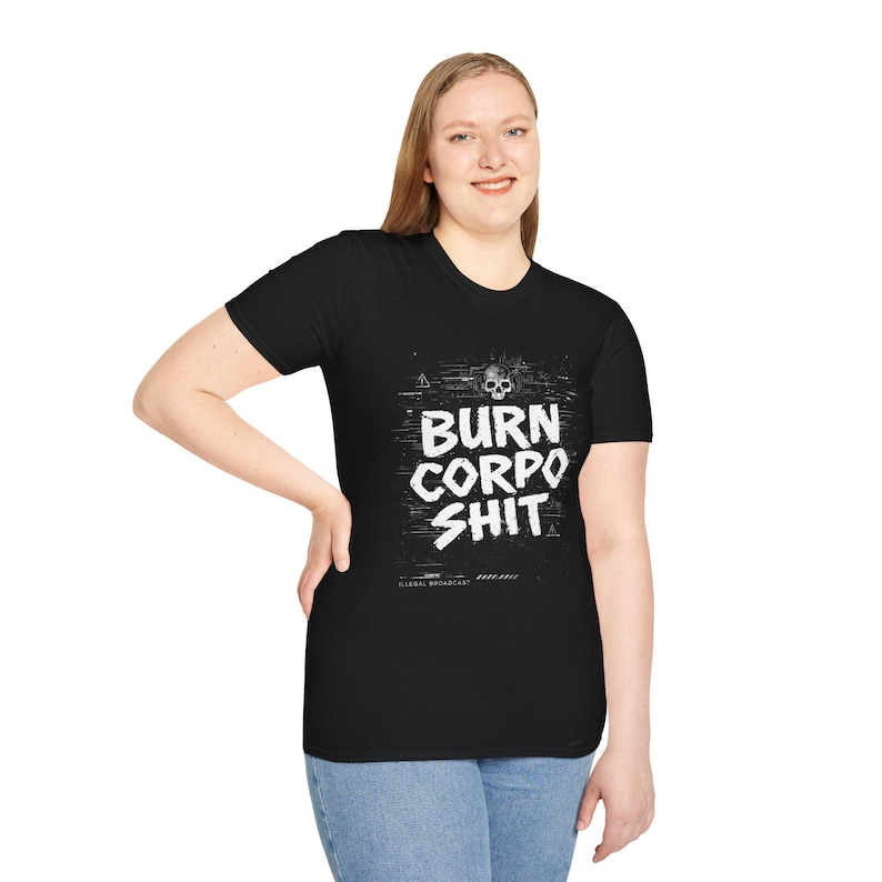 Camiseta unisex Cyberpunk 2077 Burn Corpo Shit / Camiseta de estilo urbano rebelde punk / Camiseta de jugador futurista distópica / Regalo para él imagen 9