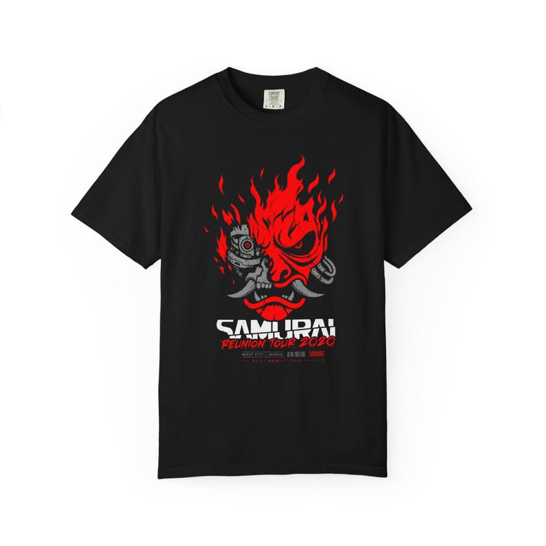 Maglietta Cyberpunk 2077 Samurai Reunion Tour / Maglietta da gioco Vintage Night City / Maglietta streetwear rock / Regalo per lui immagine 4