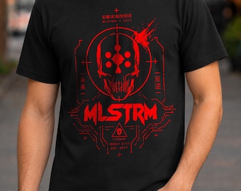 Cyberpunk 2077 MLSTRM Gang Graphic T-Shirt | Men's Punk Streetwear Tee | Night City Gaming Shirt | Gift For Him