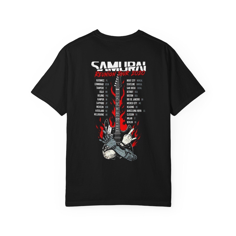 Maglietta Cyberpunk 2077 Samurai Reunion Tour / Maglietta da gioco Vintage Night City / Maglietta streetwear rock / Regalo per lui immagine 5