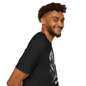 Cyberpunk 2077 Samurai Oni T-Shirt | Men's Streetwear Cosplay Gaming Tee | Monochrome Graphic Shirt | Gift for Him image 14