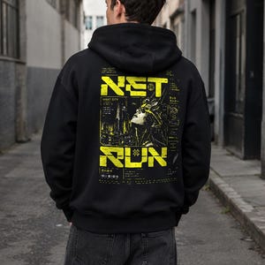 Cyberpunk 2077 Netrunner Cyber Interface Hoodie | Dystopian Streetwear Gaming Sweatshirt | Sci-Fi Futuristic Pullover Hoodie | Gift For Him