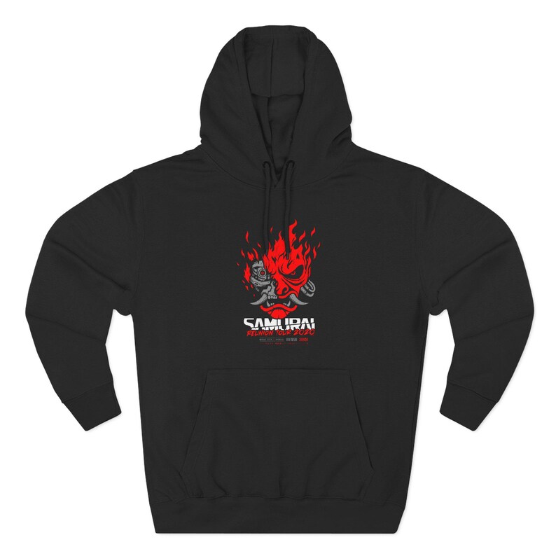 Cyberpunk 2077 Samurai Reunion Tour Pullover Hoodie | Men's Vintage Gaming Sweatshirt | Rock Band Streetwear Shirt | Gift For Him image 6