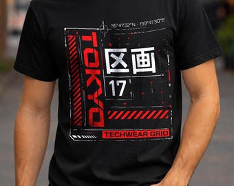 Techwear Tokyo T-Shirt | Japanese Futuristic Streetwear Tee | Sci Fi Cyberpunk Shirt | Gift For Him