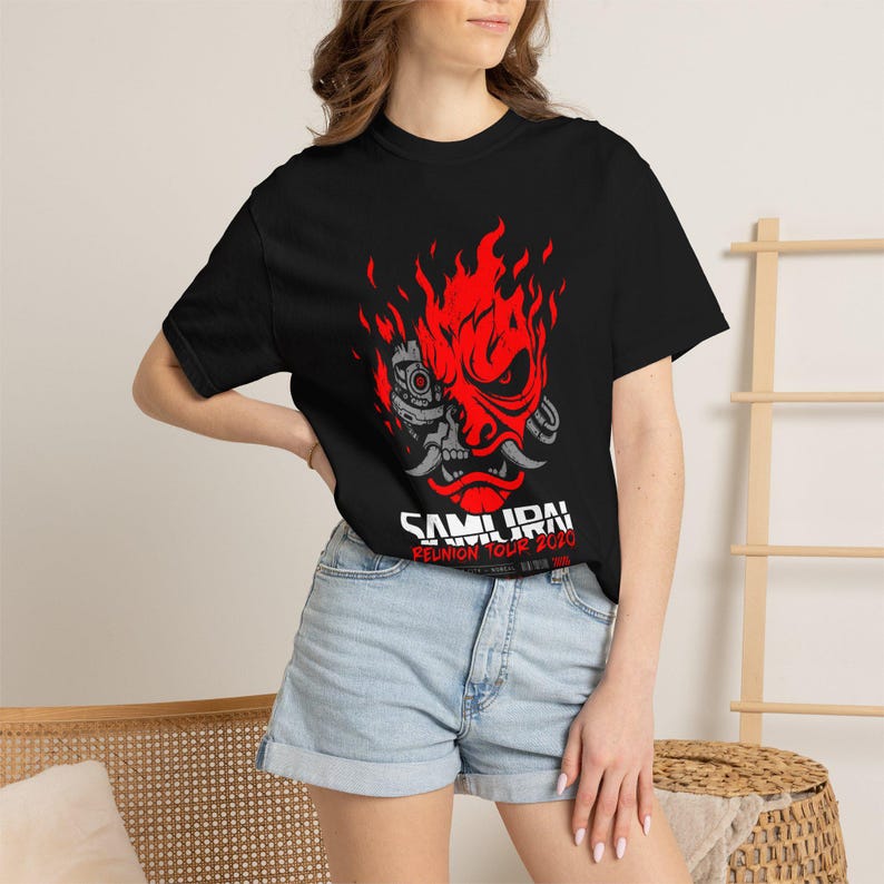 Maglietta Cyberpunk 2077 Samurai Reunion Tour / Maglietta da gioco Vintage Night City / Maglietta streetwear rock / Regalo per lui immagine 6