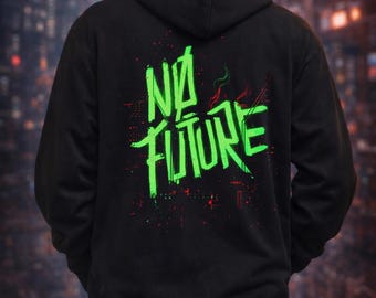 Sudadera con capucha de grafiti "No Future" de Cyberpunk 2077 / Sudadera con capucha de estilo urbano / Sudadera con capucha estilo punk gótico
