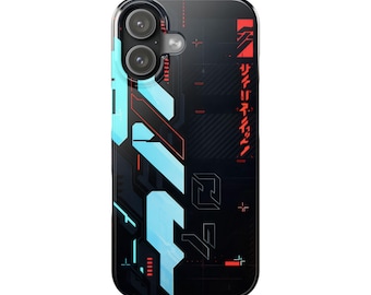 Cyberpunk Phone Case Cyber Tech Graphic Slim Case | Futuristic Sci Fi Pattern Techwear Style iPhone Cover | Unique Gift for Gamer