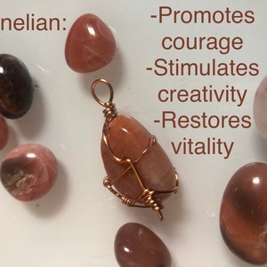 Copper wrapped Carnelian pendants | wrapped crystals | smooth crystals