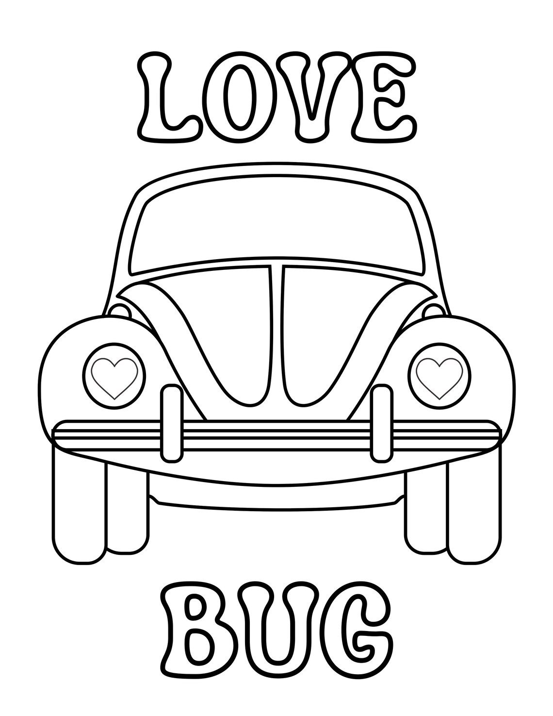 Love Bug Coloring Page, Instant Printable, Valentines Day Coloring Page ...