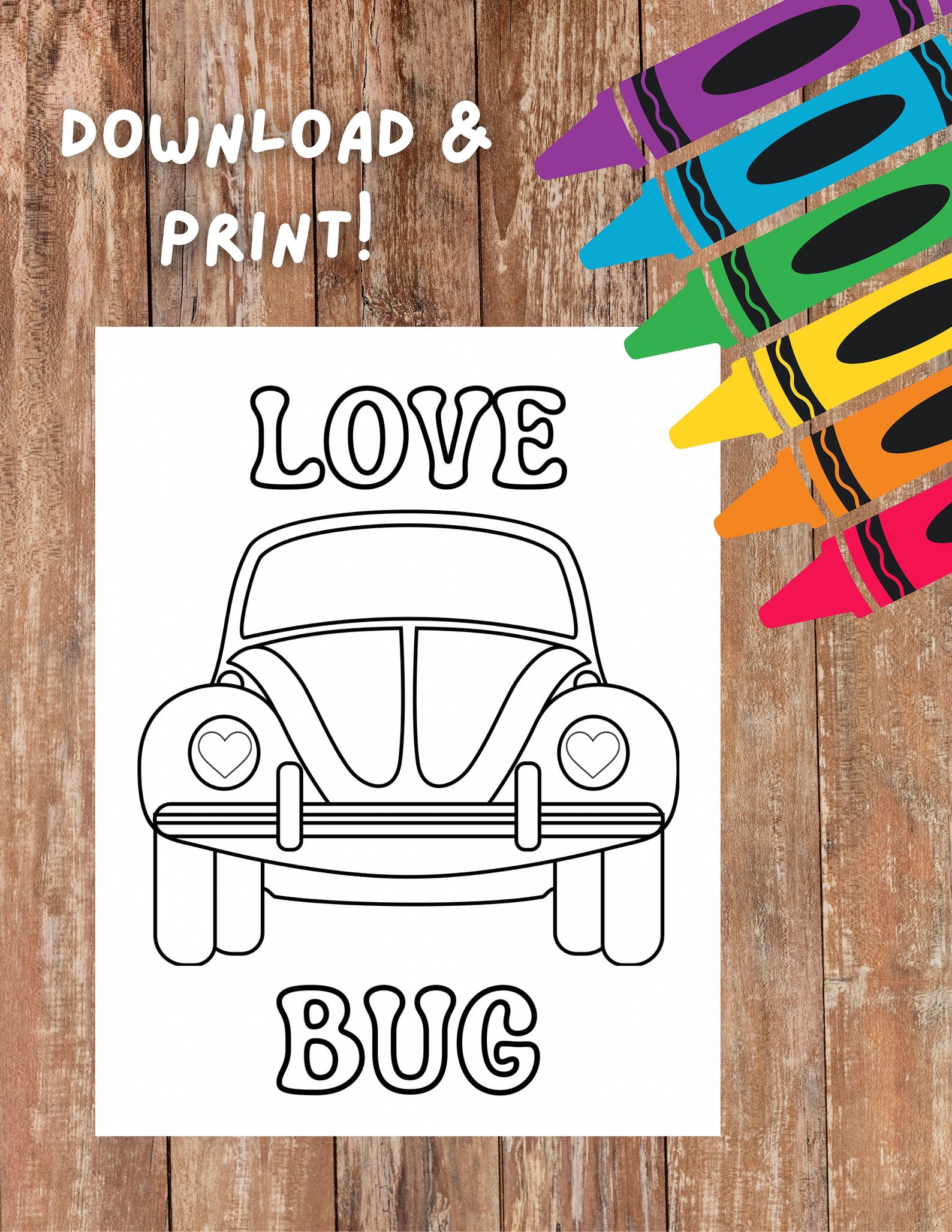 Love Bug Coloring Page, Instant Printable, Valentines Day Coloring Page ...