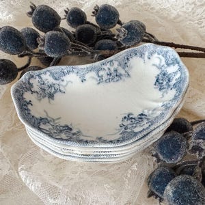 Vintage Flow Blue Furnivals Versailles Bone Dishes,  RARE 1800&#39;s Flow Blue China Dish, Antique Porcelain Dish, Set of 6