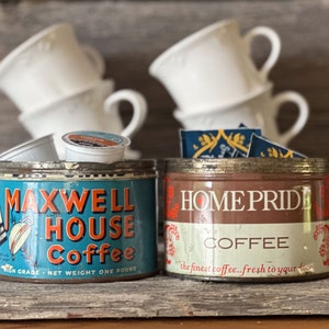 Vintage Coffee Tins Assorted Styles, Coffee Lover Gift, Coffee Bar Decor, Tin Collector