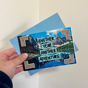 Carte de voeux d'anniversaire d'art de collage de lac Moraine d'une autre année