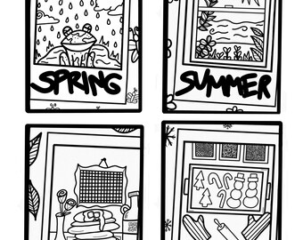 Seasonal printable colouring page bundle