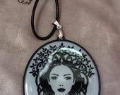Tree Of Life -  Female Face Large Pendant Necklace. Viking theme