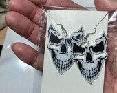 Large Skull Earrings- lightweight 3d printed earrings