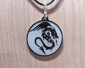Tribal Dragon and Gems - Large Pendant Necklace. 3d printed and resined Dragon with rhinestone gems.