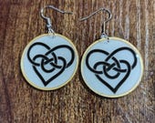 Viking/ Celtic Heart Design Earrings 3d printed and Resin covered lightweight set