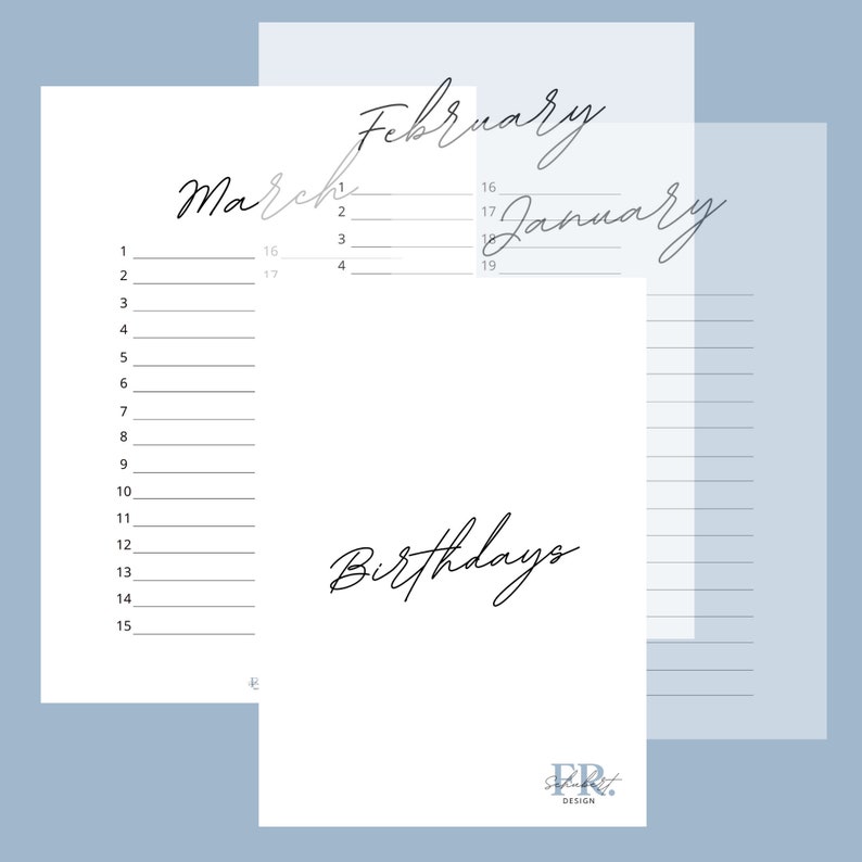 Printable Perpetual Calendar A4 // Printable Birthday Calendar ...