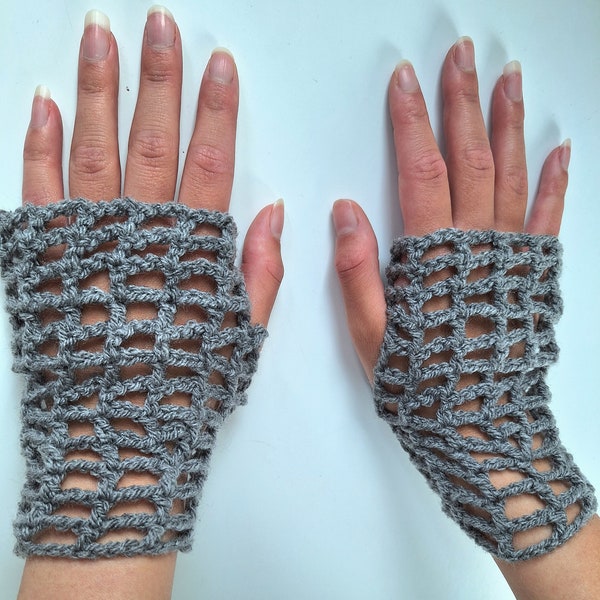 Gants en résille au crochet, chauffe-mains, mitaines, résille, personnalisables, alternative, hiver, automne