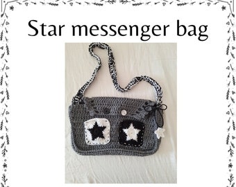 Star messenger bag crochet pattern *PATTERN ONLY*, digital download, crochet bag, purse, accessories, alternative, y2k, instructions, gift