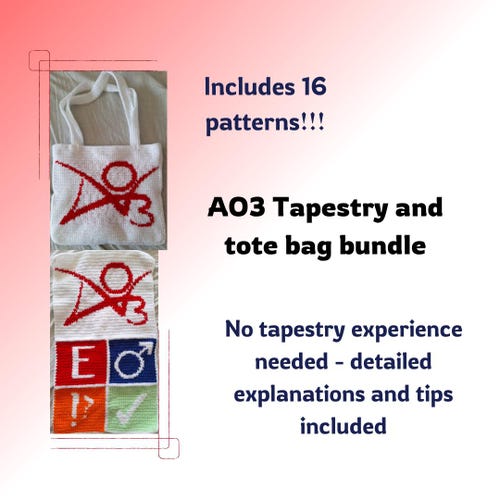 miyajii様⑥⑦⑧⑨4点まとめtriple aught designパッチ Crochet Ao3 Tapestry and Tote Bag Pattern Bundle, Alpha Patterns