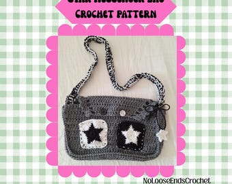 Crochet star messenger bag pattern *PATTERN ONLY*, digital download, crochet bag, purse, accessories, alternative, y2k, instructions, gift