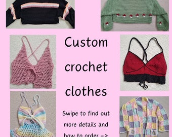 Custom crochet clothes, commissions, handmade, jumpers, sweaters, tops, cardigans, *read description, do not order this listing*