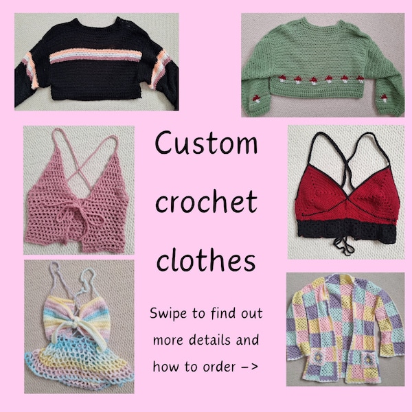 Custom crochet clothes, commissions, handmade, jumpers, sweaters, tops, cardigans, *read description, do not order this listing*