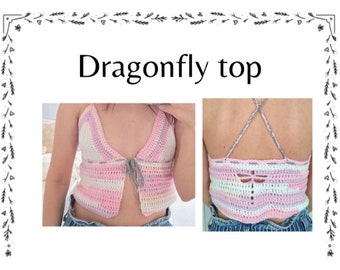 Crochet dragonfly top pattern *PATTERN ONLY*, top, cardigan, crochet pattern, summer, festival, womens clothing, instructions