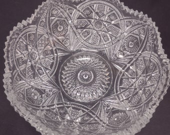 PRICE REDUCED   Crystal cut serving bowl footed sawtooth rim