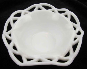 PRICE SLASHED  Vintage Imperial Glass White Candy Dish