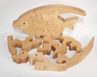 Personalized Fish Toy, Wooden Fish Puzzle, Educational Gifts for Kids, Wooden Name Puzzle, Montessori Puzzle Animals, Toddler Toys