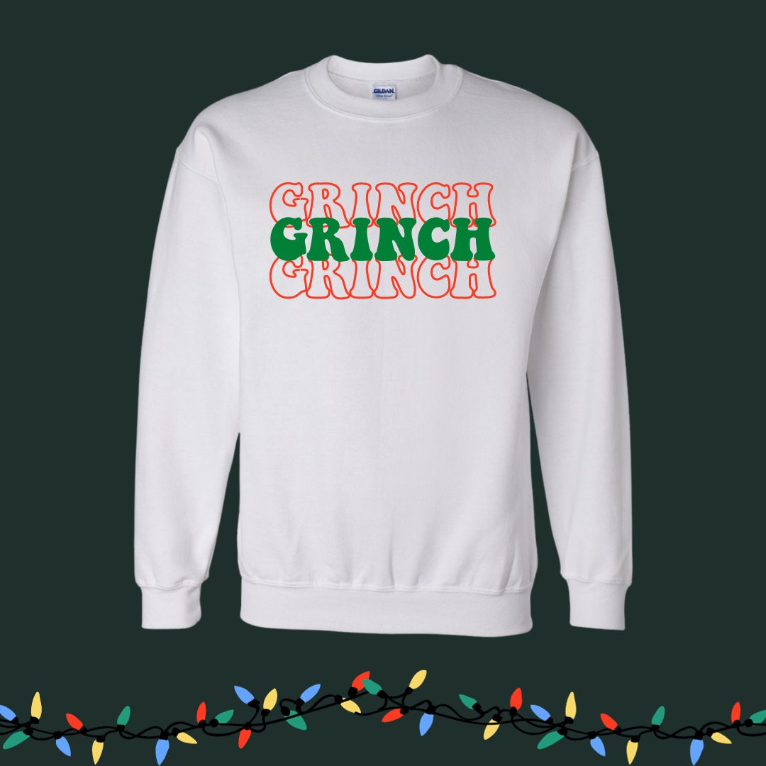 Grinch Grinch Grinch Red & Green Grinch Sweatshirt Minimal Holiday