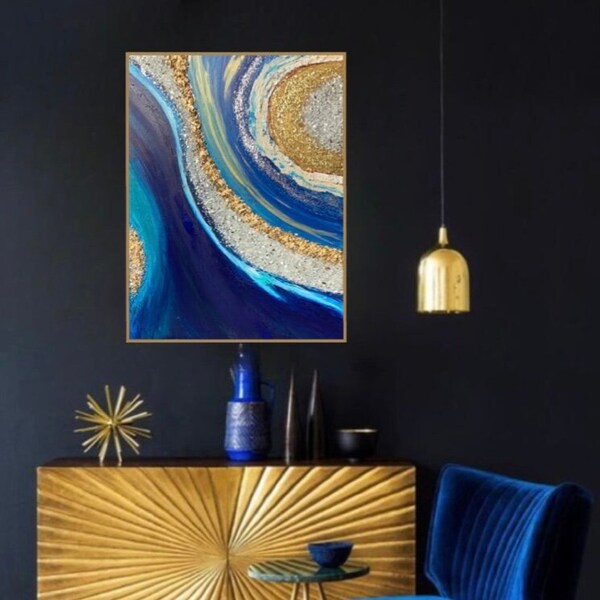 Royal Blue Wall Art Etsy