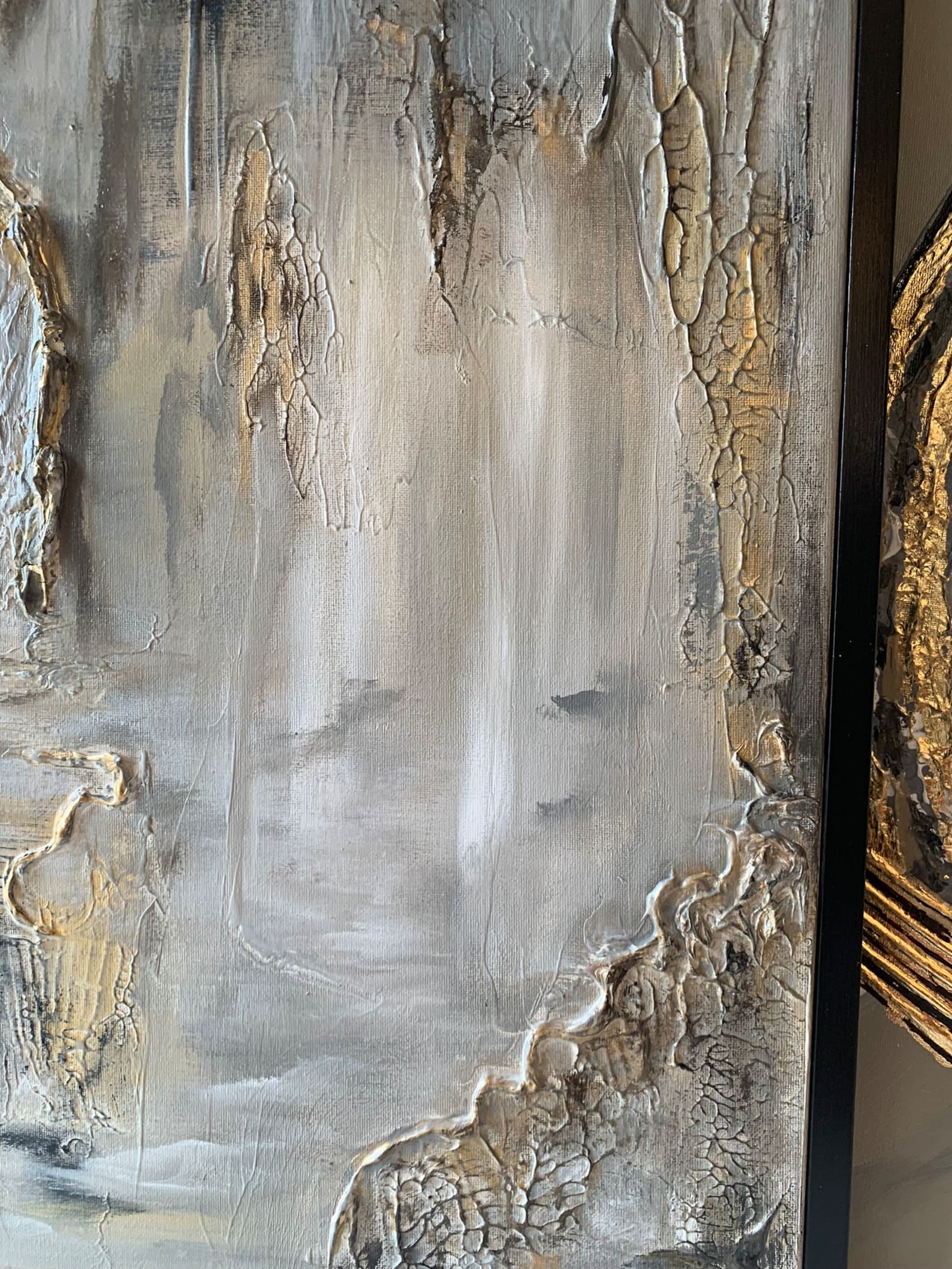 Curated visual reference: Visual Reference: Extra Large Cream White Gold Abstract Wall Art Contemporary White