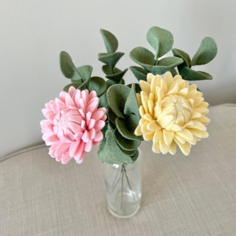 Cadeau Fête des Mères bouquet de fleurs en feutrine cadeau d'anniversaire pour maman ou épouse déco mason en laine idée bouquet de printemps