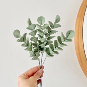 Branches d'eucalyptus en feutrine déco d'intérieur tige feuilles d'eucalyptus plante verte en laine feutrée bouquet fausses fleurs pas chèr